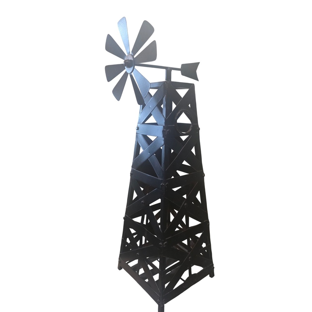 Farmhouse Metal Windmill Wine Cork Holder Decorative Storage Tower 12"H